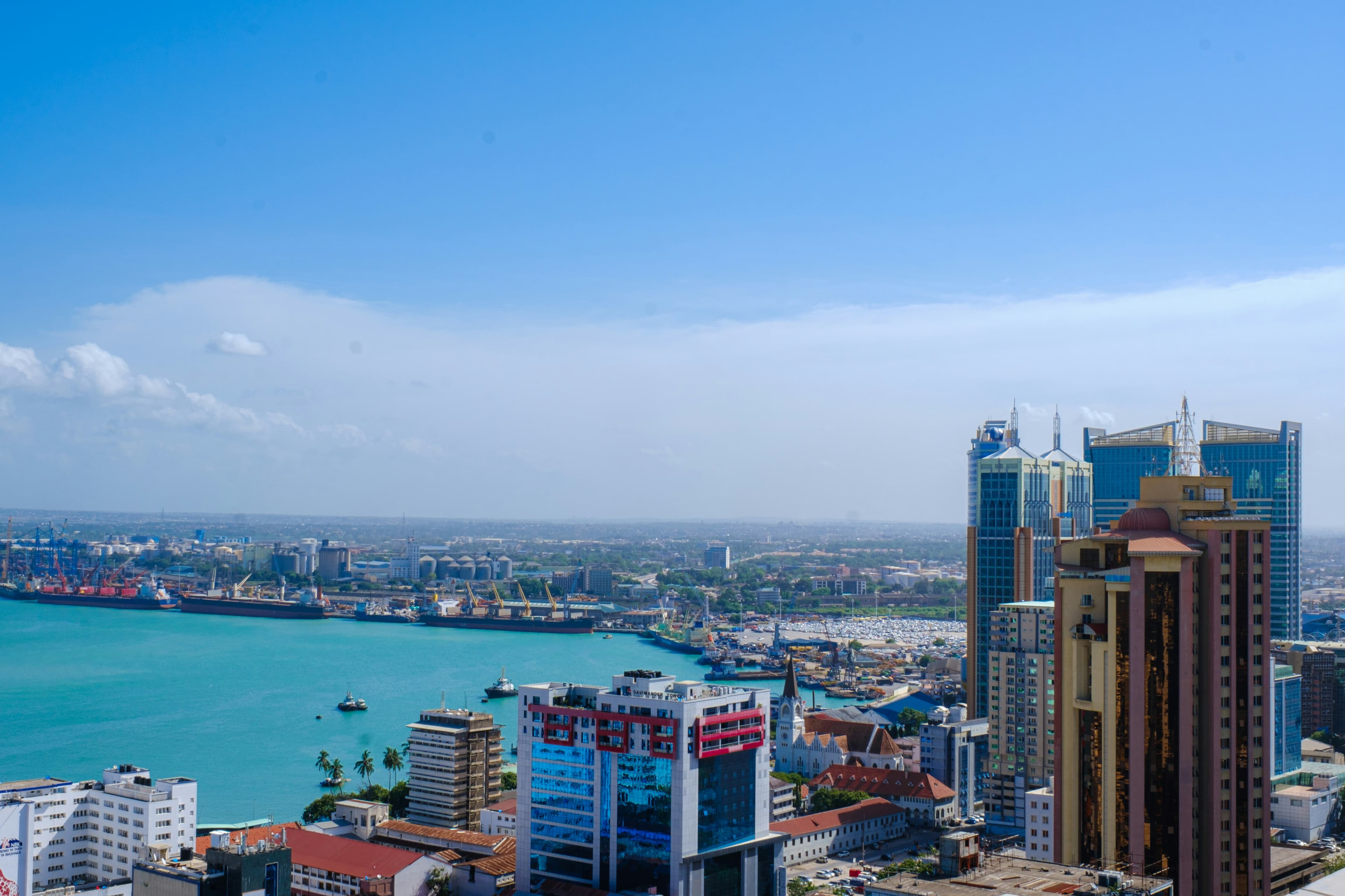 Dar es Salaam city corridor and commercial skyline